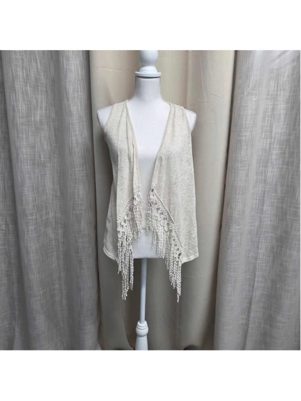 Moa Moa Knit Fringe Vest Size L Folkoric Boho-chic Cottagecore Whimsigoth